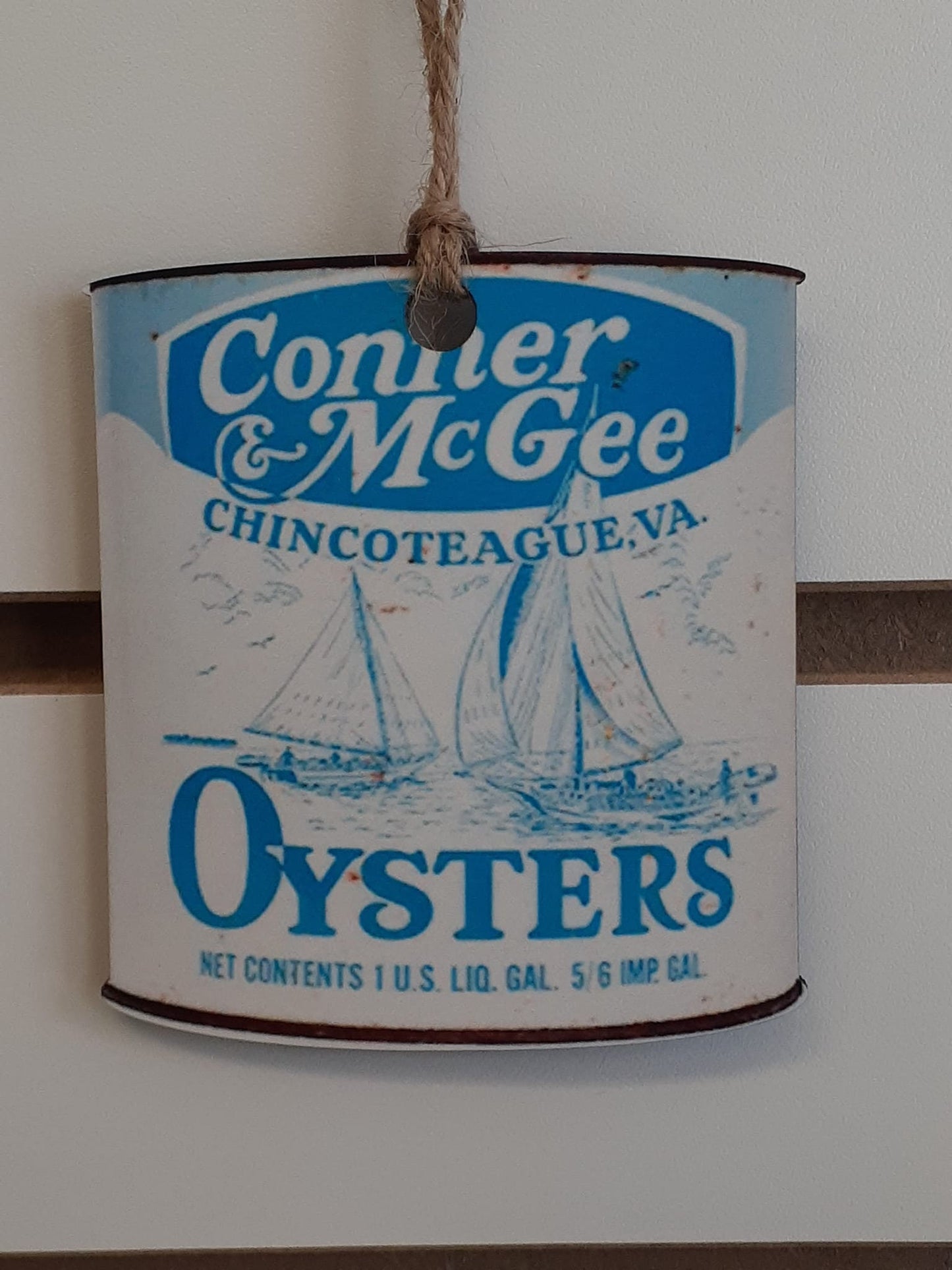 Chincoteague Oyster Can wood ornaments! Vintage images