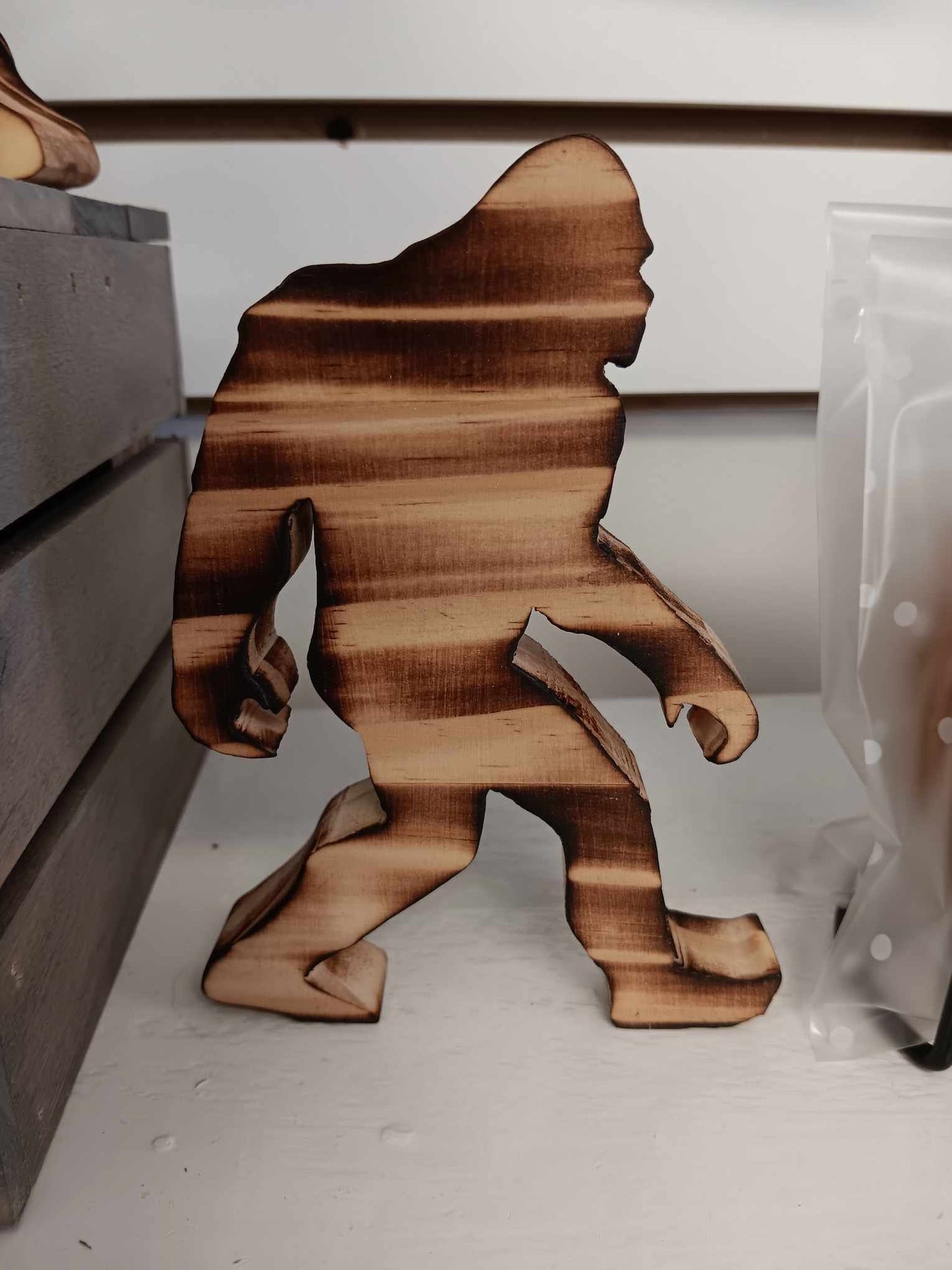 Bigfoot Wooden carving- Walking Bigfoot, Yeti figurine