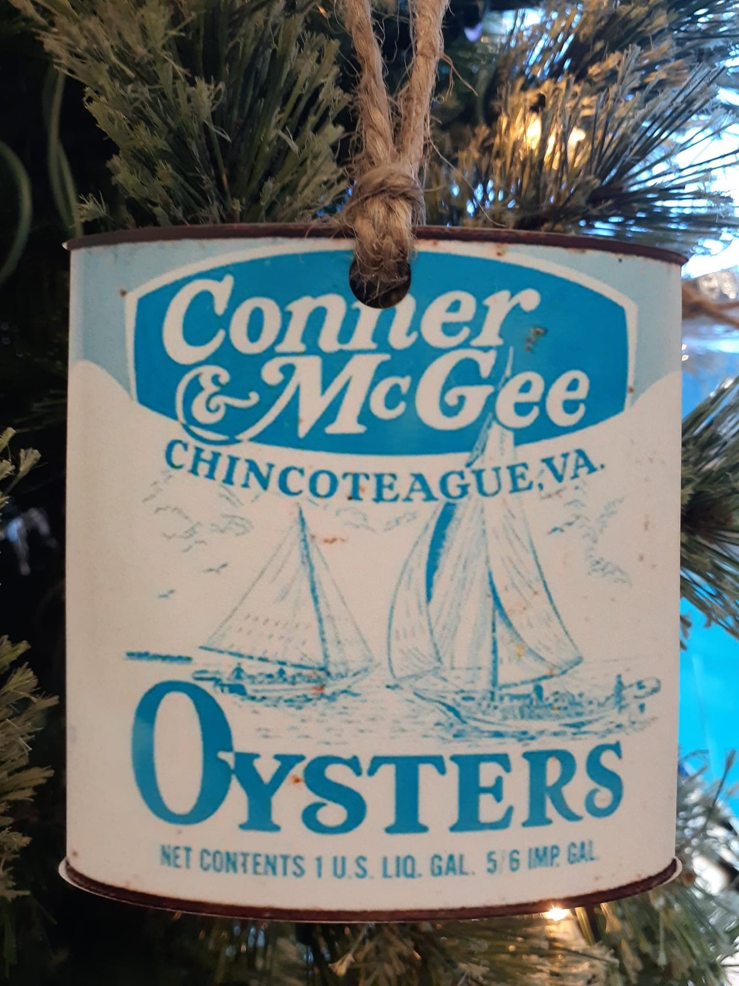 Chincoteague Oyster Can wood ornaments! Vintage images