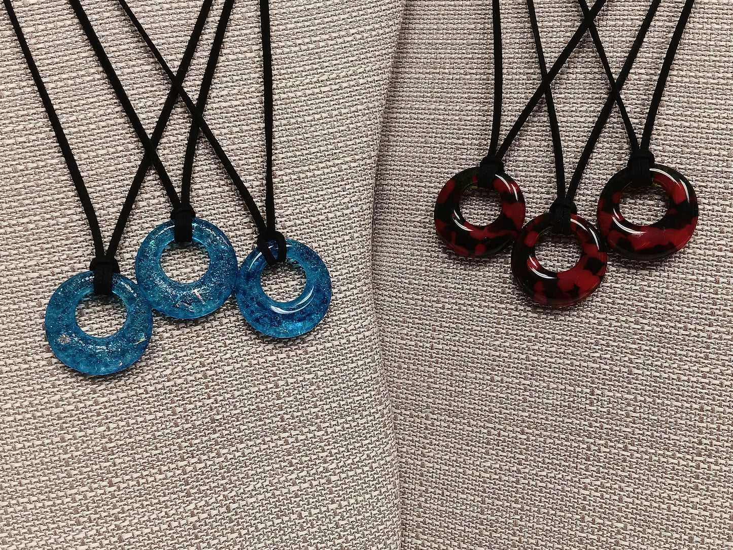 Glass Pendant necklaces- Handmade, kiln-fired, on suede cord