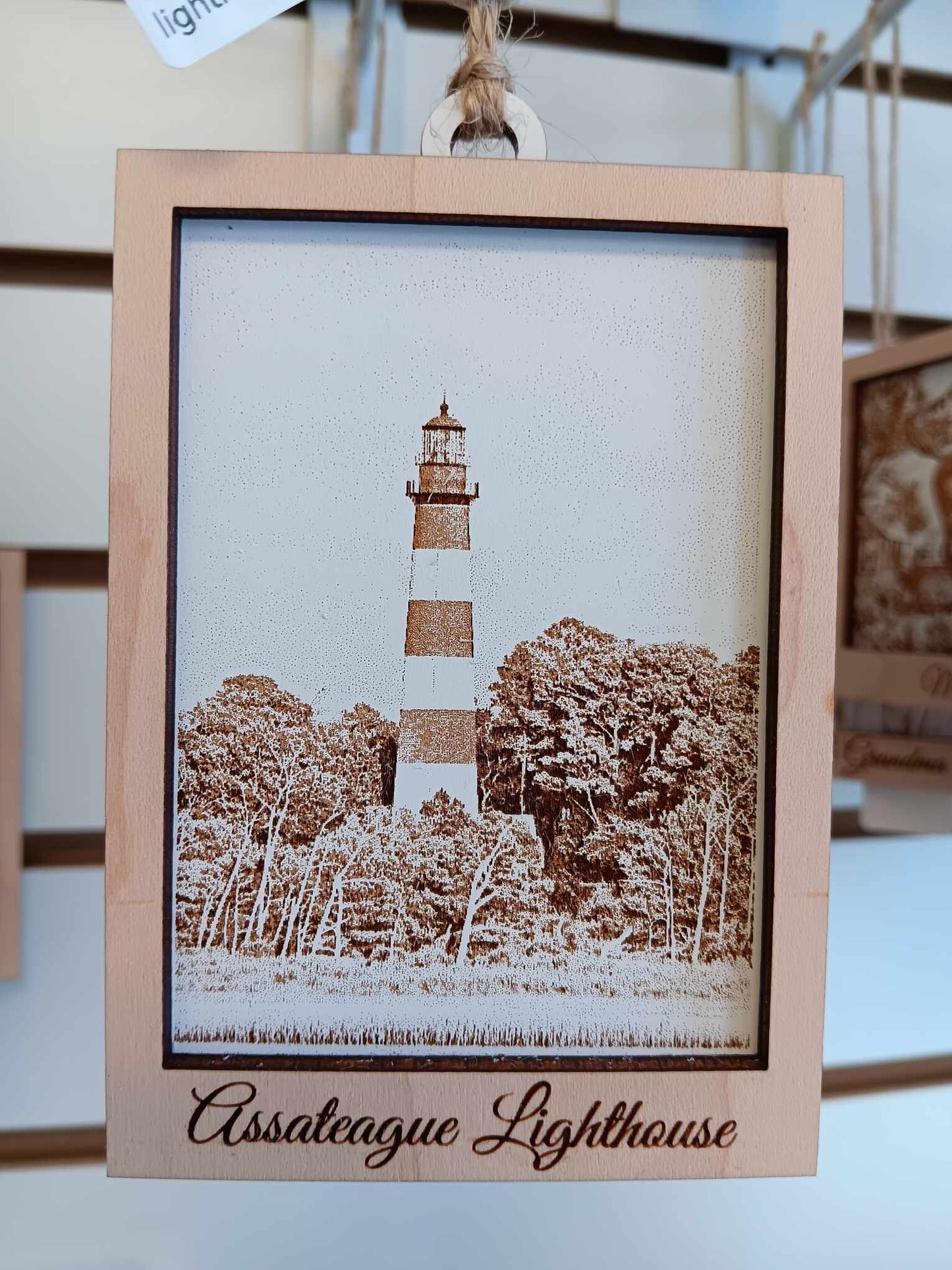 Assateague Lighthouse Wooden Photo Engrave Christmas Ornament!