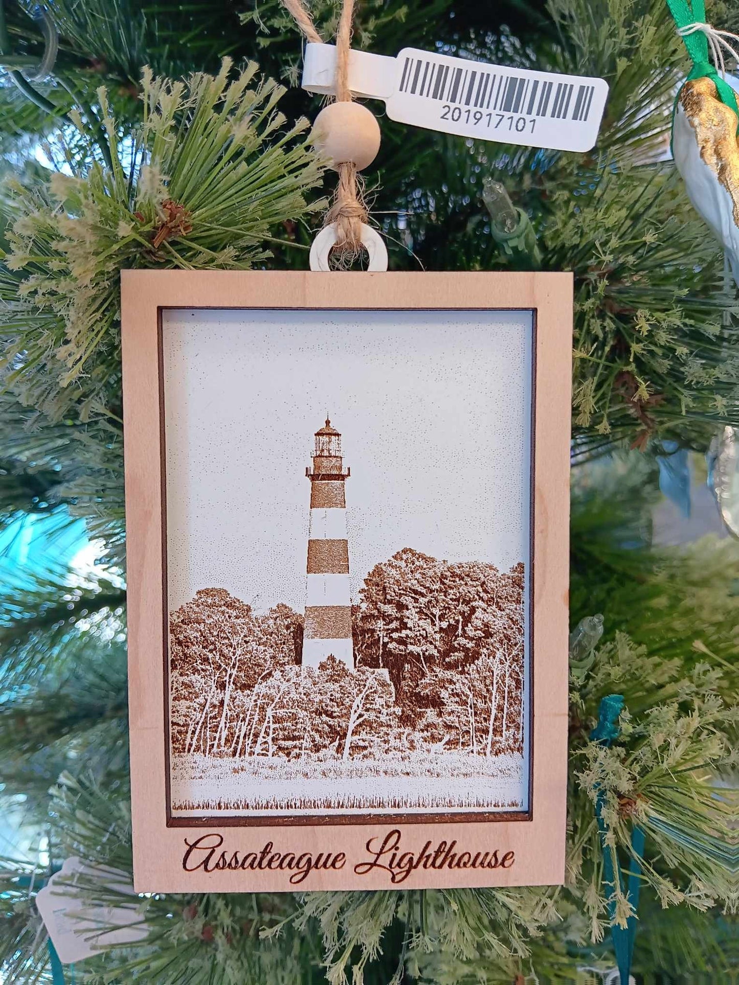 Assateague Lighthouse Wooden Photo Engrave Christmas Ornament!