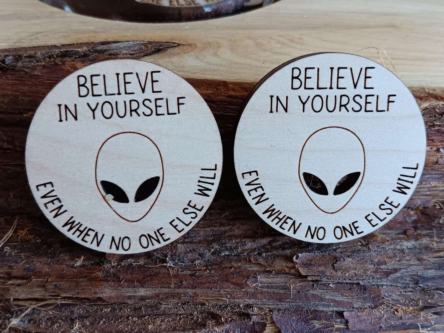 BELIEVE in Aliens/ UFO's Token- inspirational pocket tokens, pocket hugs. Believe in Yourself mythical creatures. Alien abduction gift.