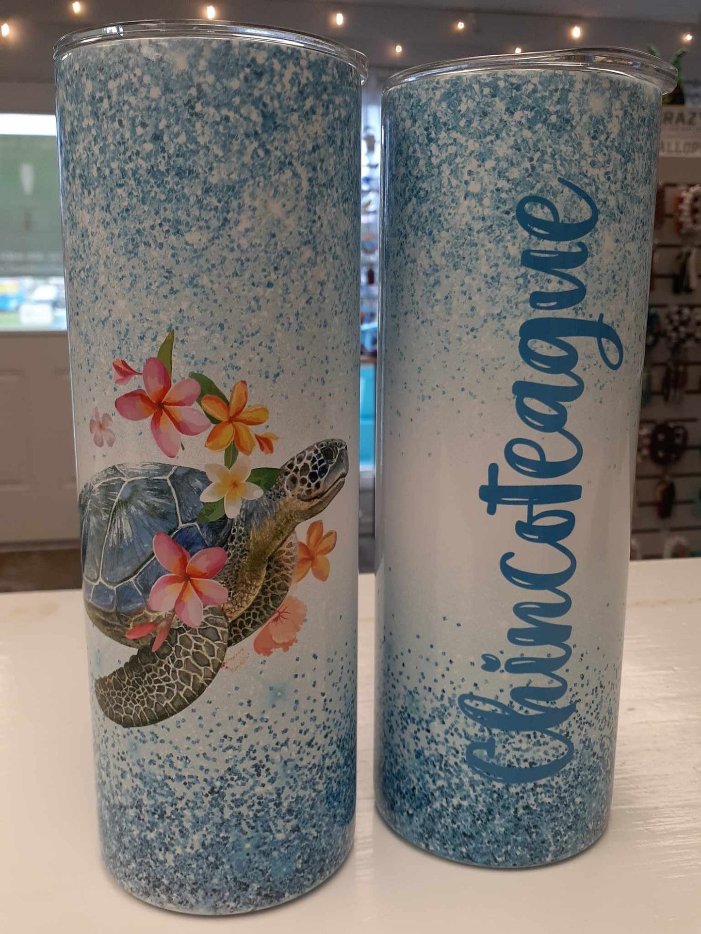 Chincoteague Sea Turtle Stainless Steel double-walled Tumbler! 20 oz. Skinny