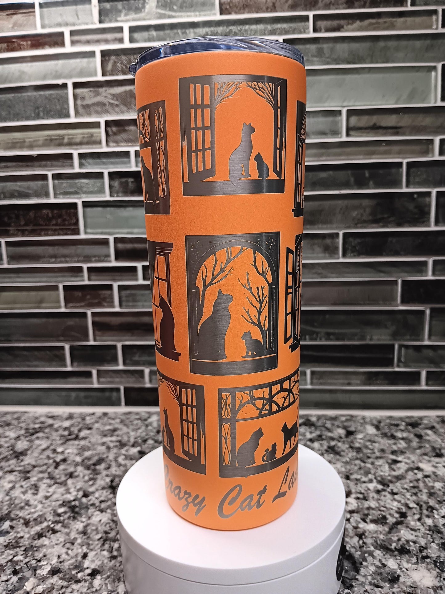 Crazy Cat Lady Engraved Tumbler- 20 oz skinny