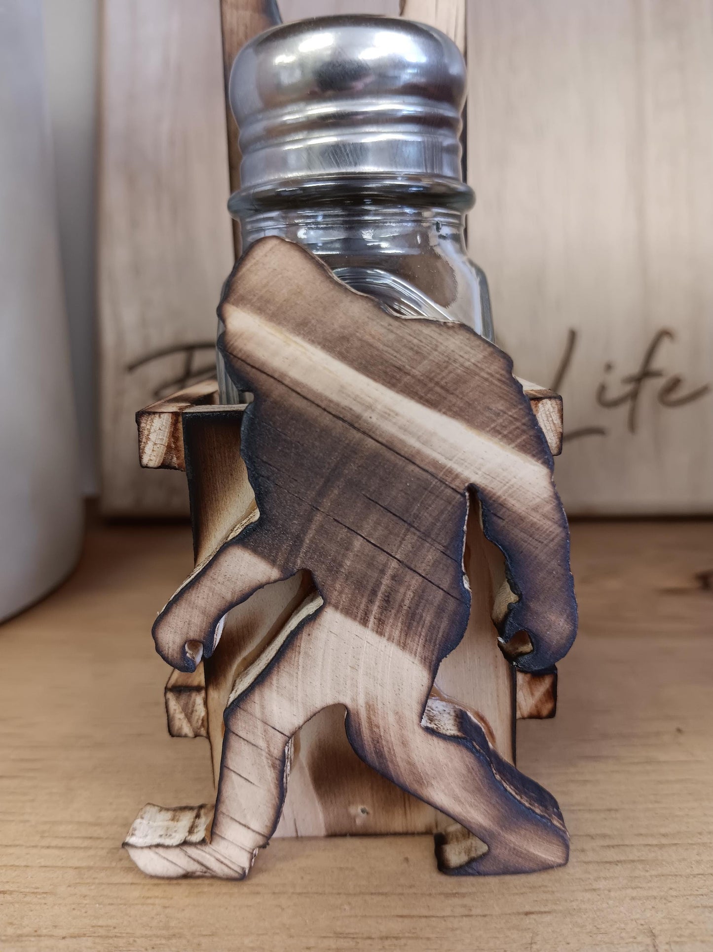 Bigfoot Salt & Pepper Shakers- with caddy! Bigfoot kitchenware
