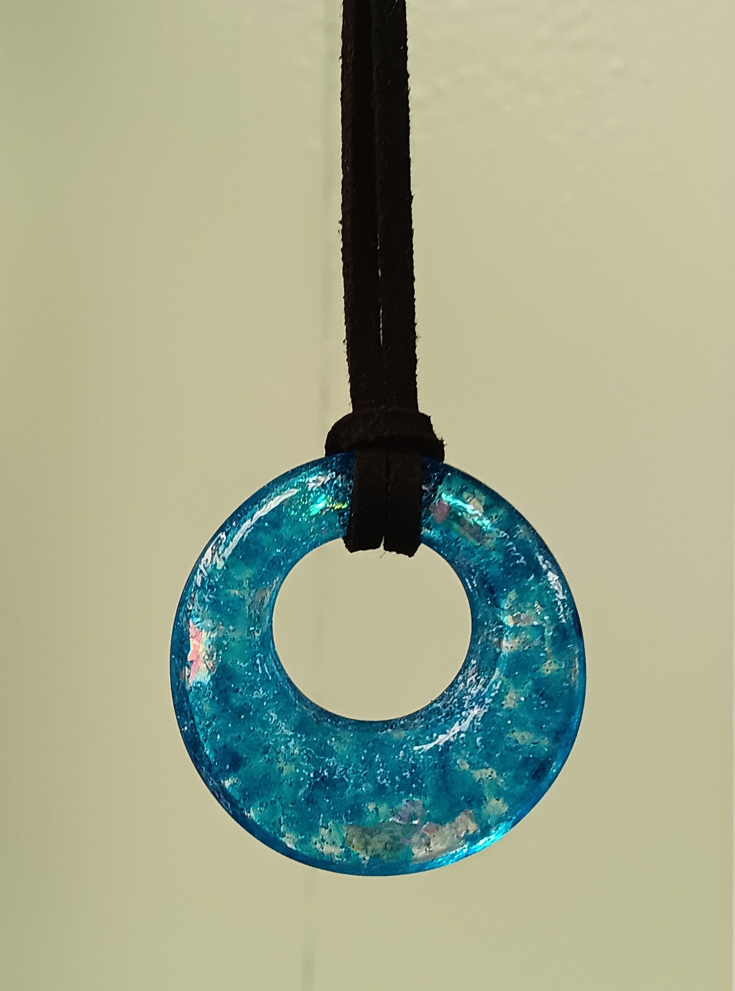 Glass Pendant necklaces- Handmade, kiln-fired, on suede cord