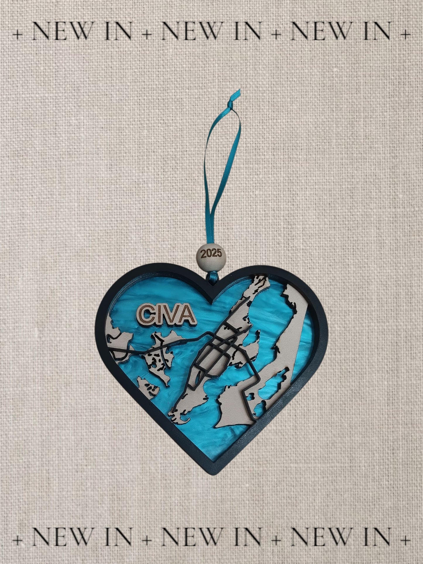 Chincoteague Map- Heart Ornament