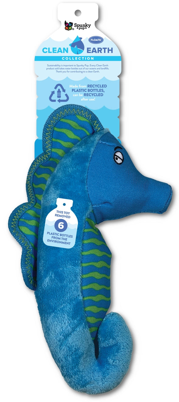 Clean Earth Recycled Plush Dog Toy- Seahorse
