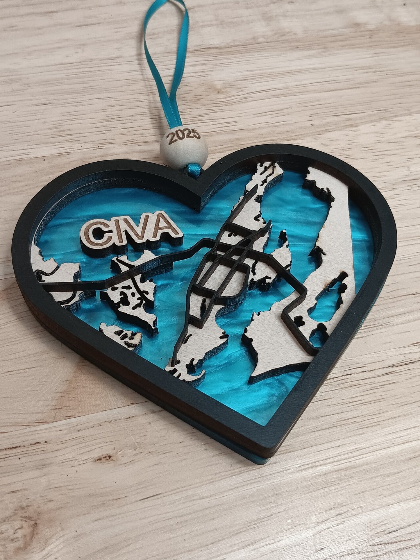Chincoteague Map- Heart Ornament