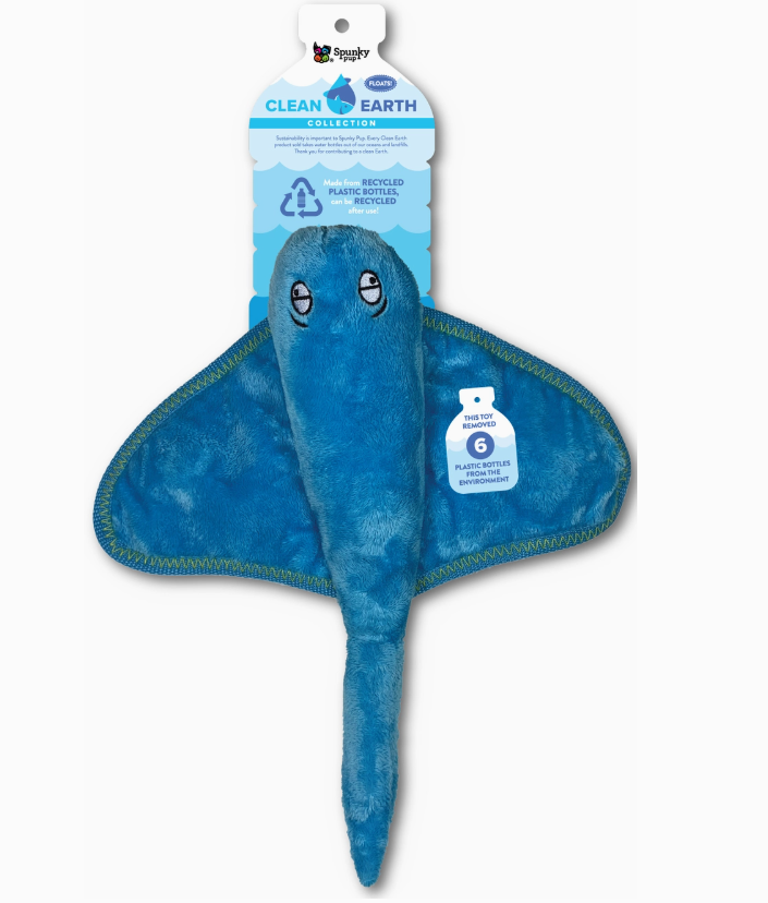 Clean Earth Recycled Plush Dog Toy- Stingray