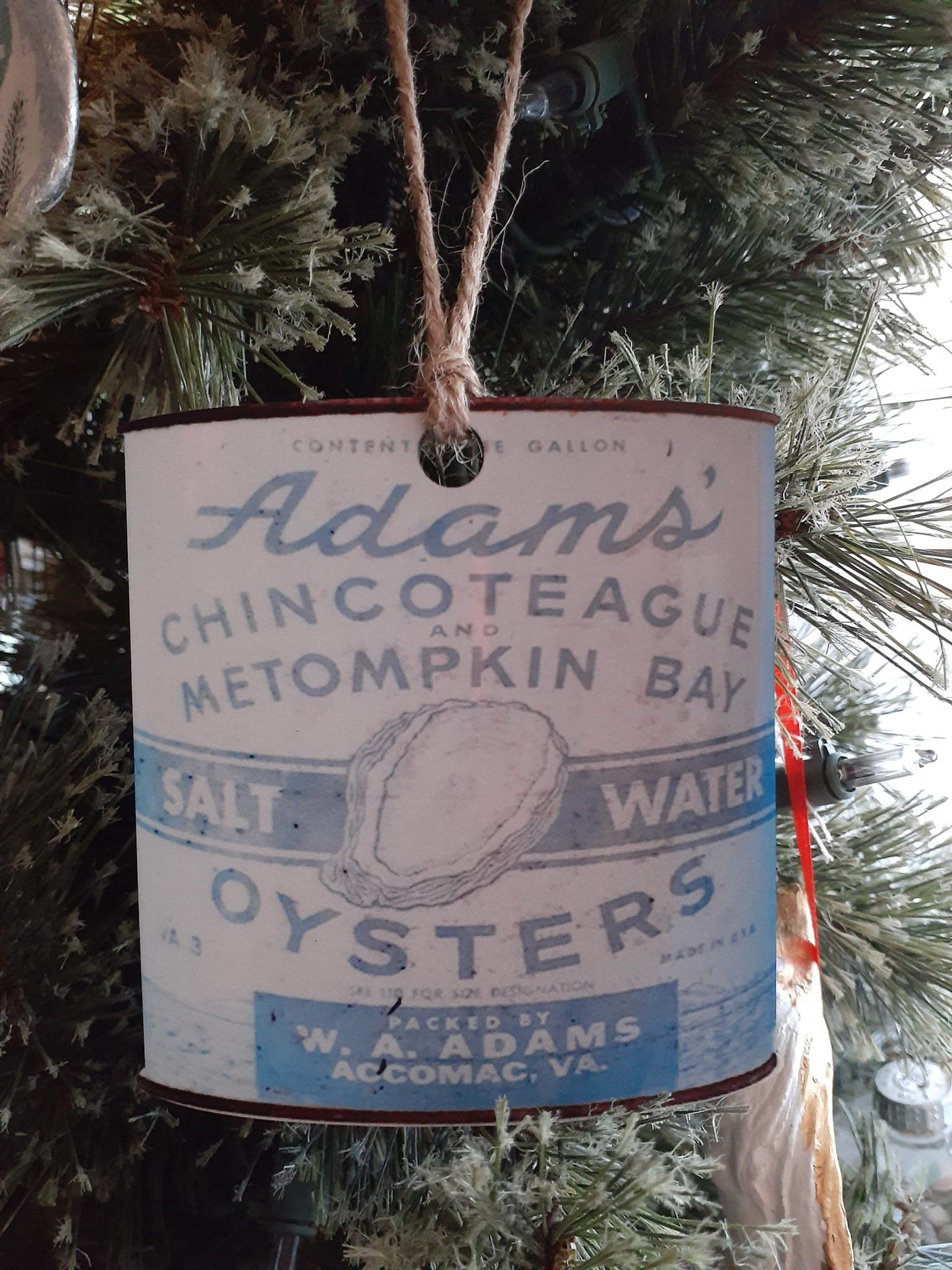 Chincoteague Oyster Can wood ornaments! Vintage images