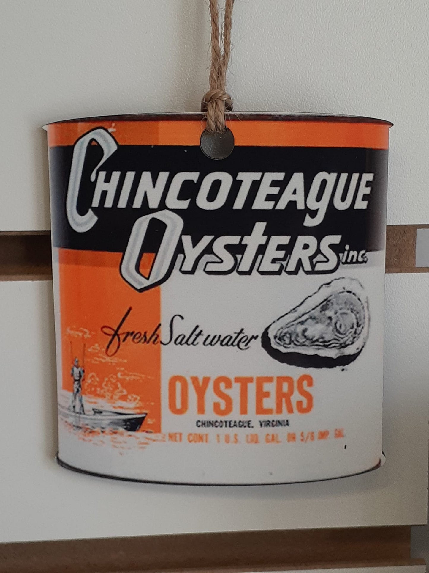 Chincoteague Oyster Can wood ornaments! Vintage images