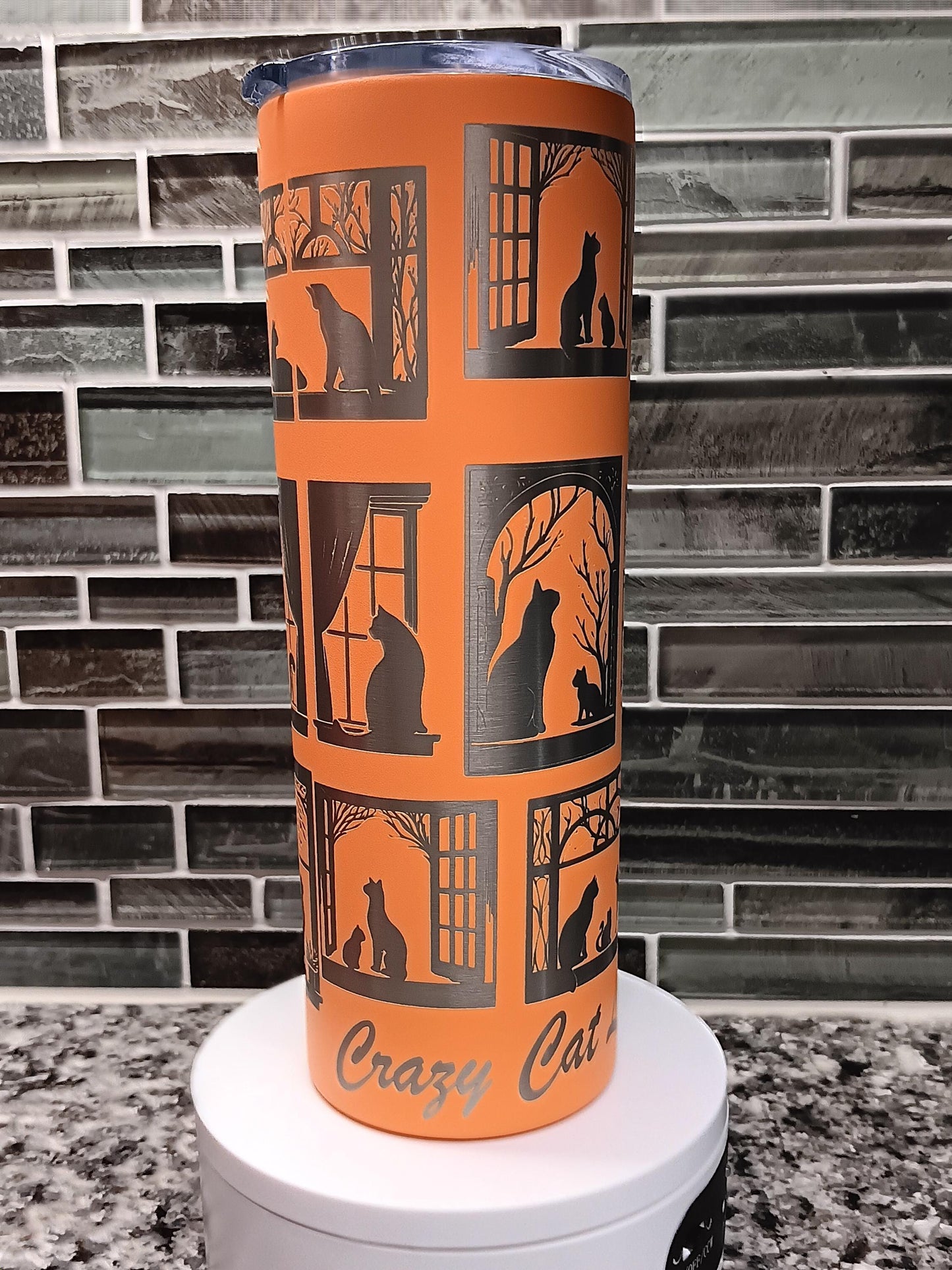 Crazy Cat Lady Engraved Tumbler- 20 oz skinny