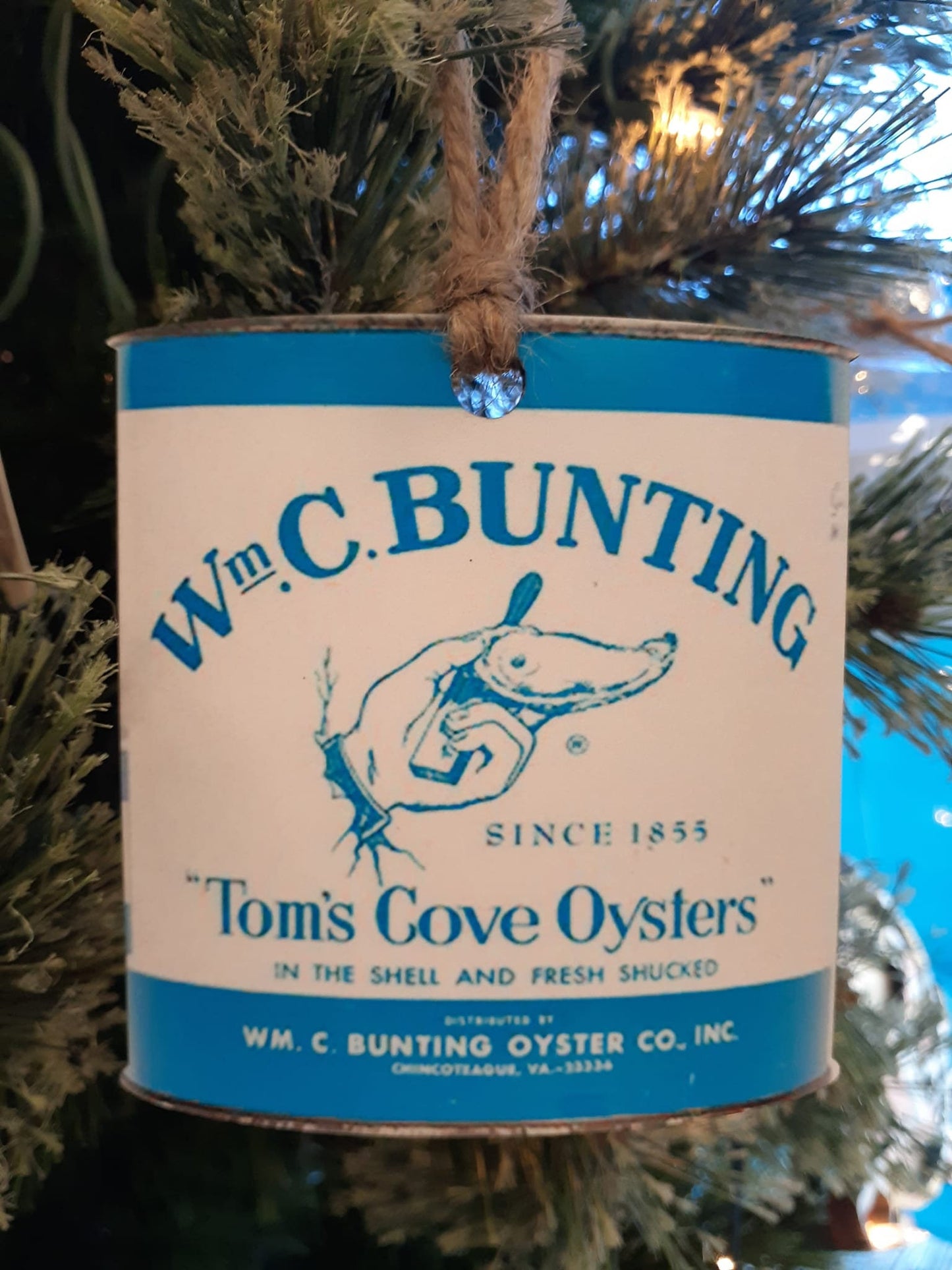 Chincoteague Oyster Can wood ornaments! Vintage images