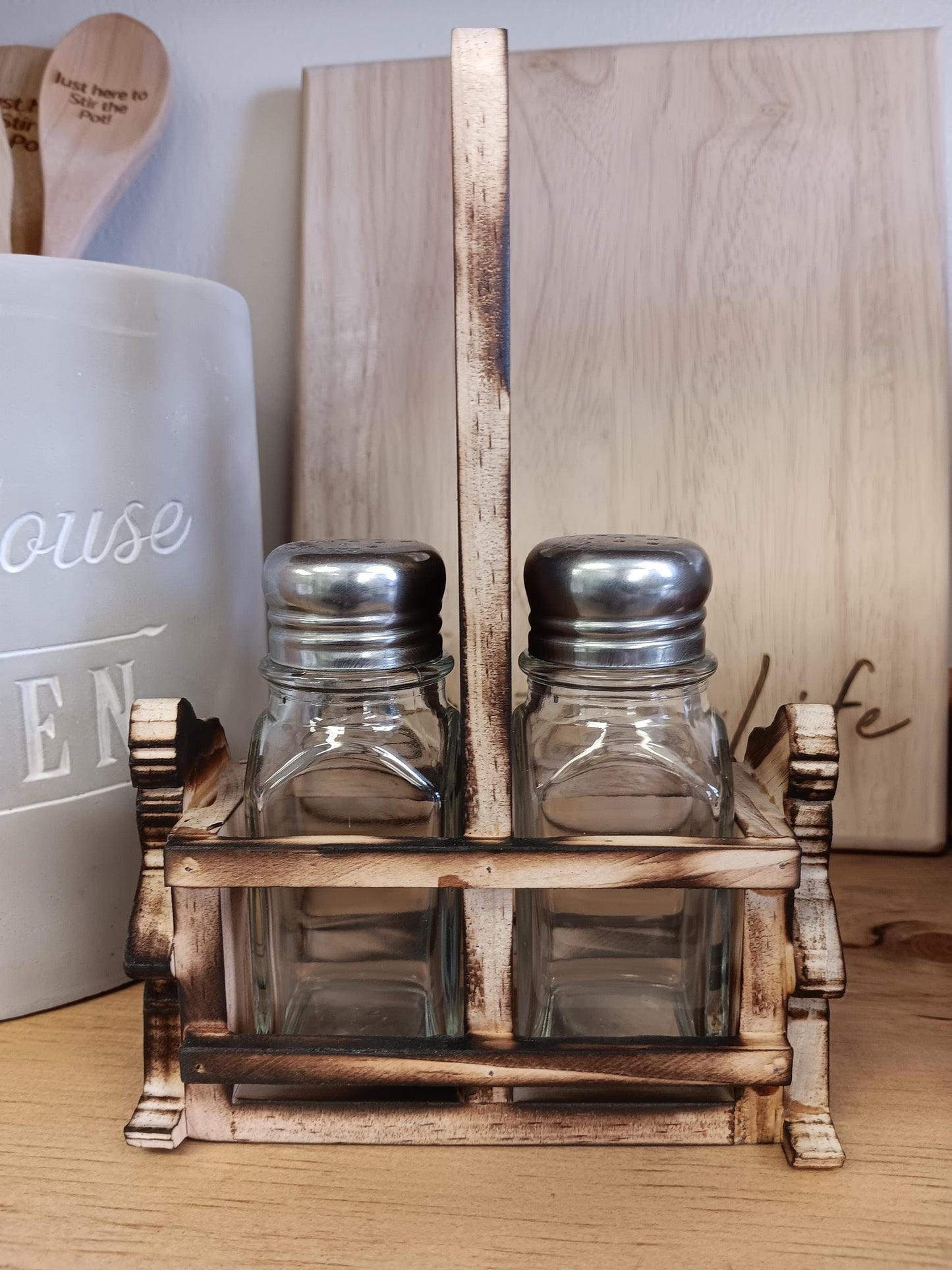 Bigfoot Salt & Pepper Shakers- with caddy! Bigfoot kitchenware