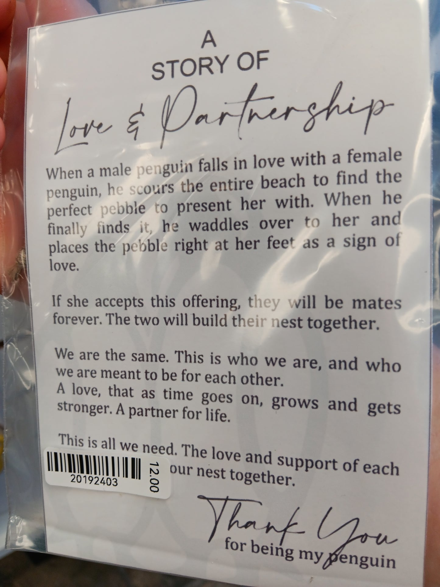 Penguin Poem Ornament- Love & Partnership