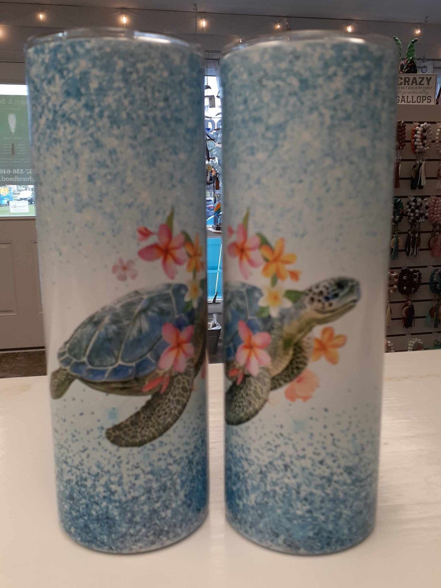 Chincoteague Sea Turtle Stainless Steel double-walled Tumbler! 20 oz. Skinny