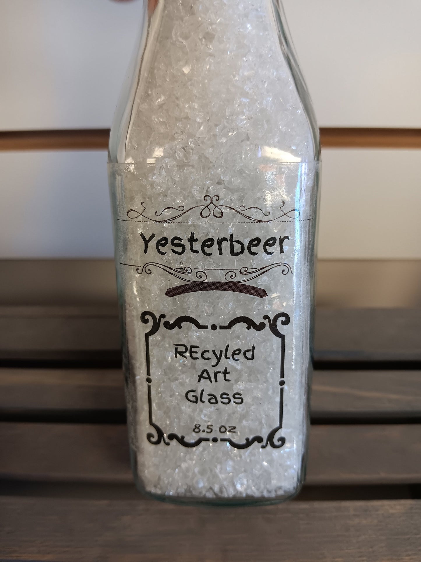 Recycled crushed glass- flip lever top bottle!