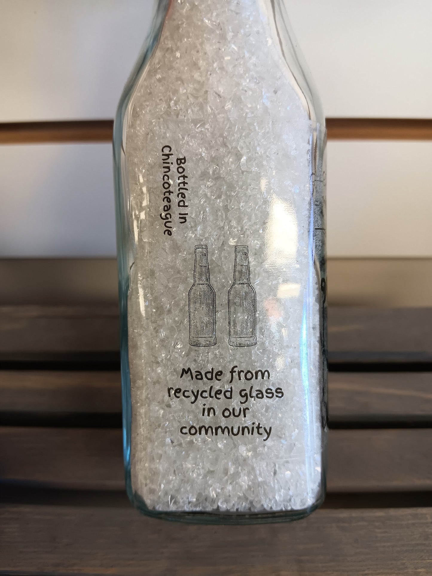 Recycled crushed glass- flip lever top bottle!
