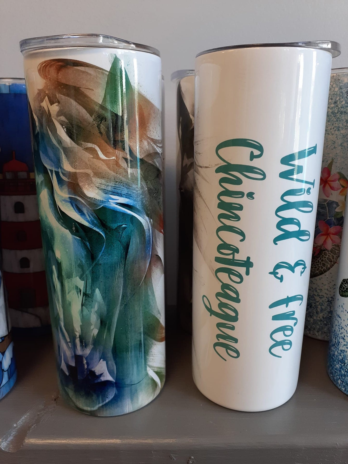 Chincoteague Pony Stainless Steel tumbler! 20 oz. skinny coffee tumbler