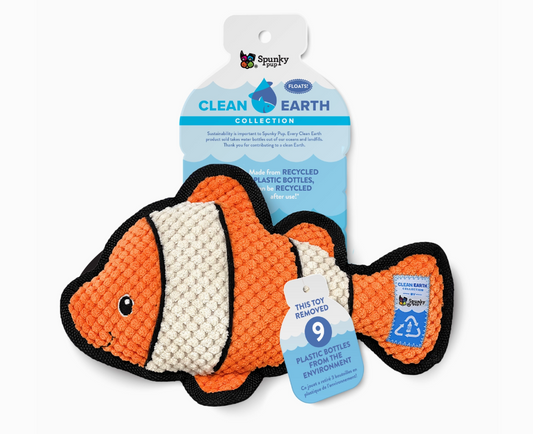 Clean Earth Recycled Plush Dog Toy- Clownfish