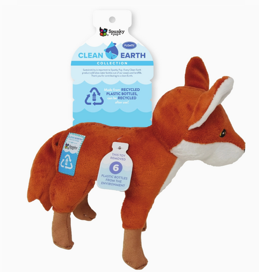 Clean Earth Recycled Plush Dog Toy- Fox