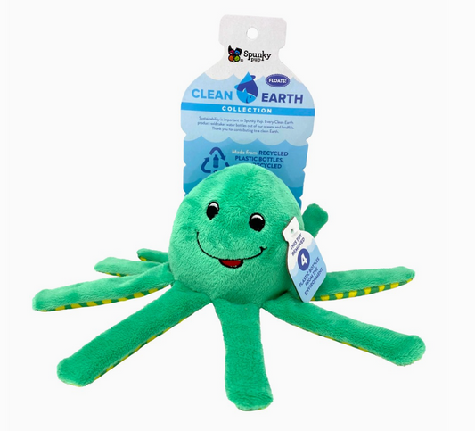 Clean Earth Recycled Plush Dog Toy- Octopus