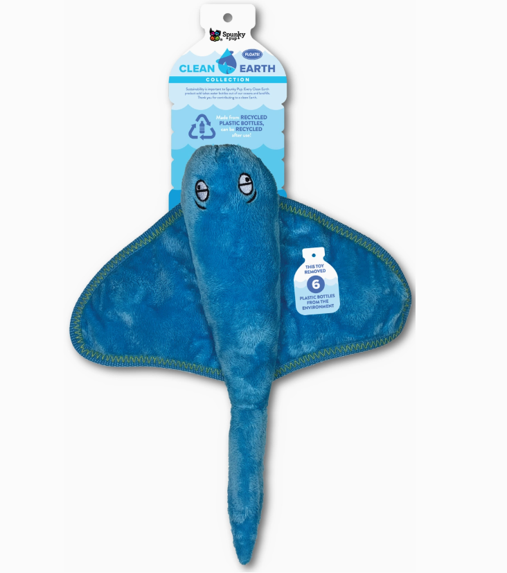 Clean Earth Recycled Plush Dog Toy- Stingray