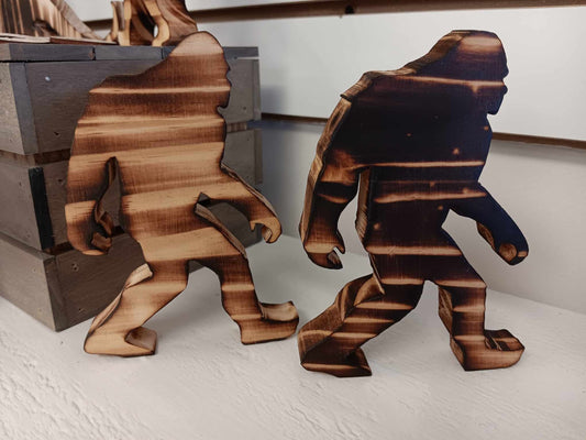 Bigfoot Wooden carving- Walking Bigfoot, Yeti figurine