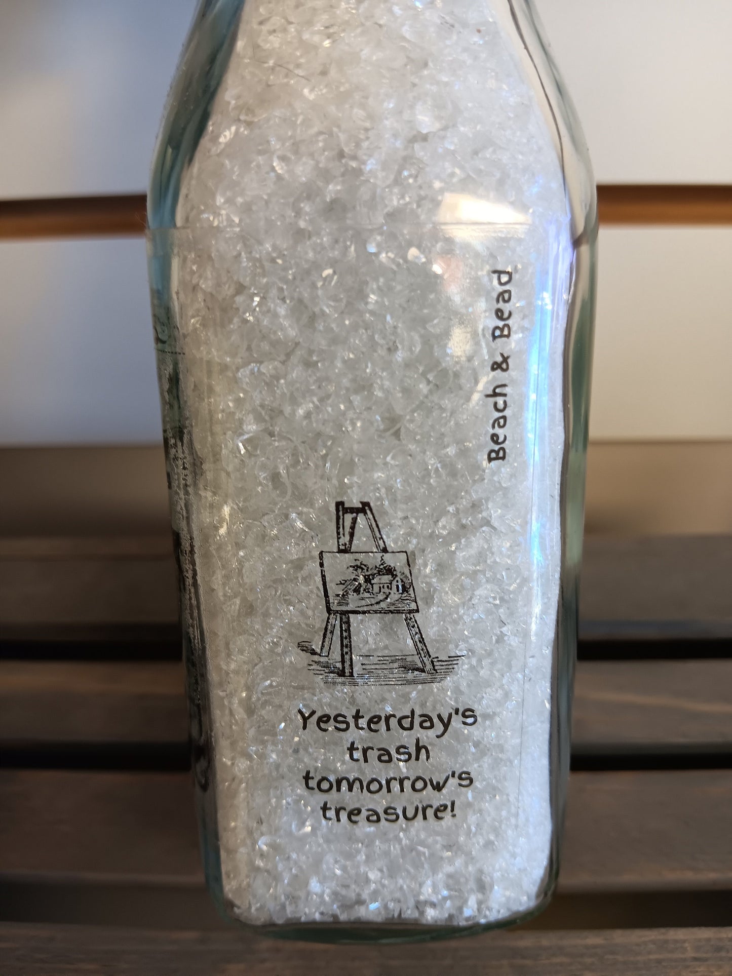 Recycled crushed glass- flip lever top bottle!