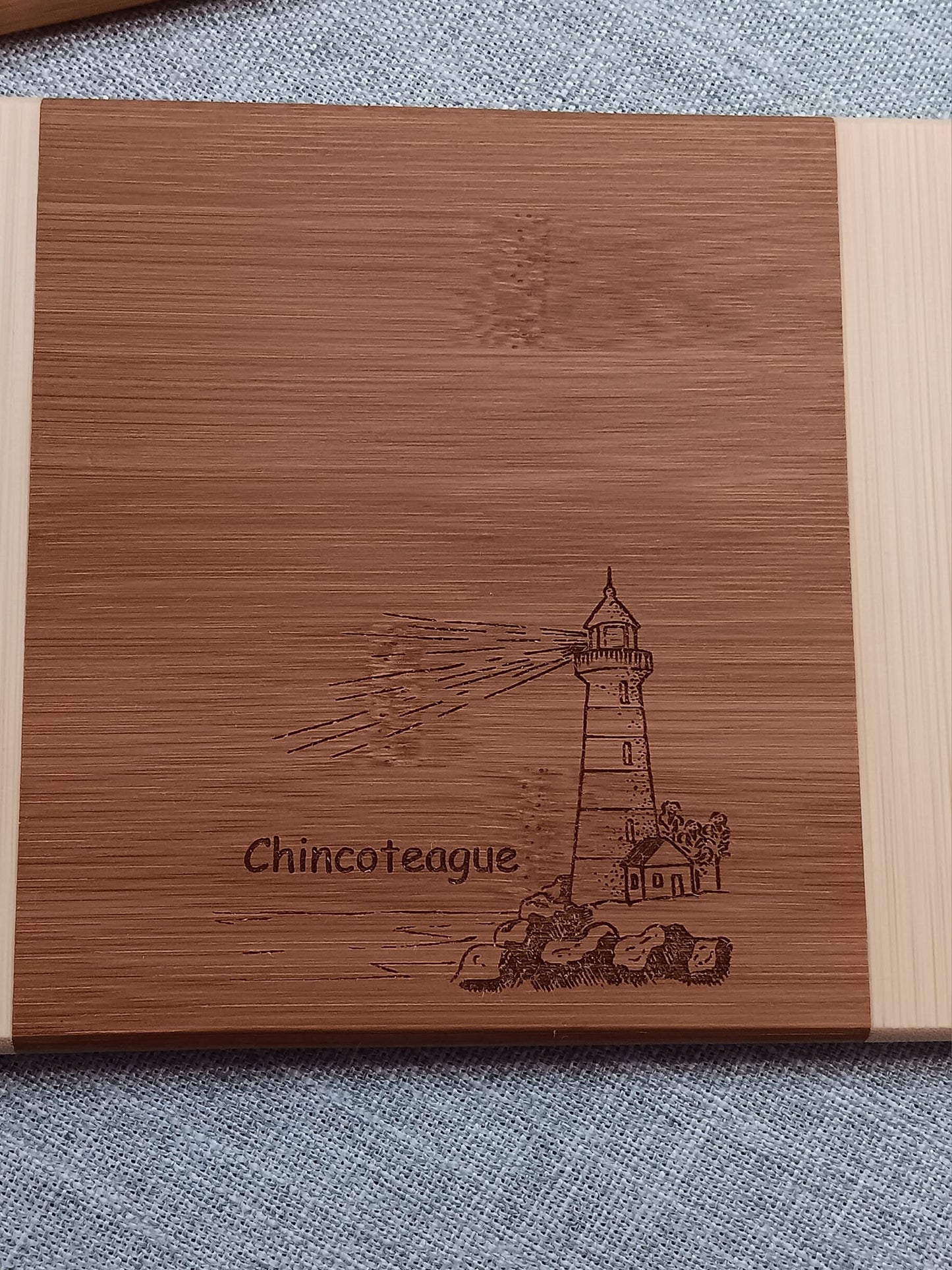 Mini Bamboo Cutting Board- Assateague Lighthouse, Chincoteague Pony